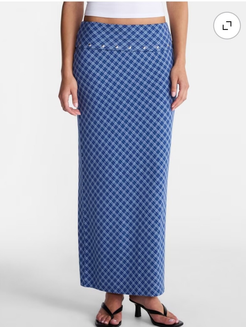 No Boundaries Blue Plaid Maxi Skirt XS